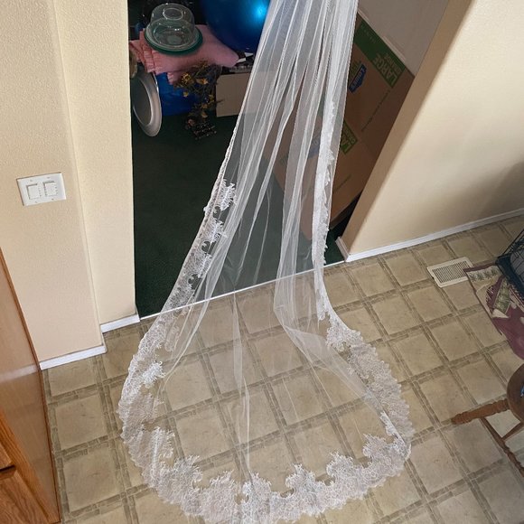 Cathedral Lace Wedding Veil - Picture 3 of 9